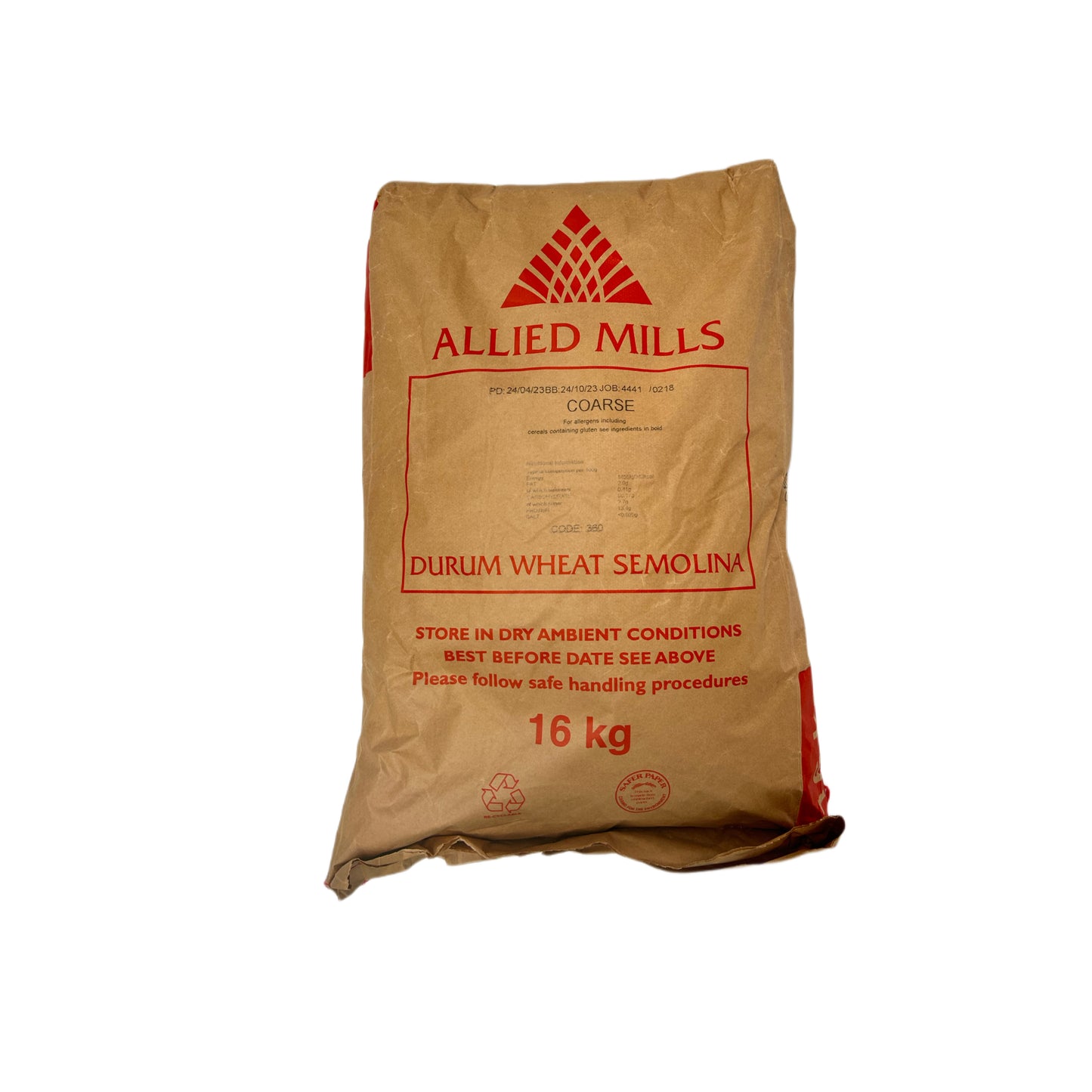 Allied Mills Durum Wheat Semolina 16kg